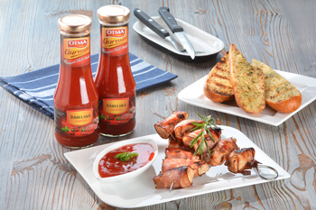 Grilované krůtí kousky ve slanině