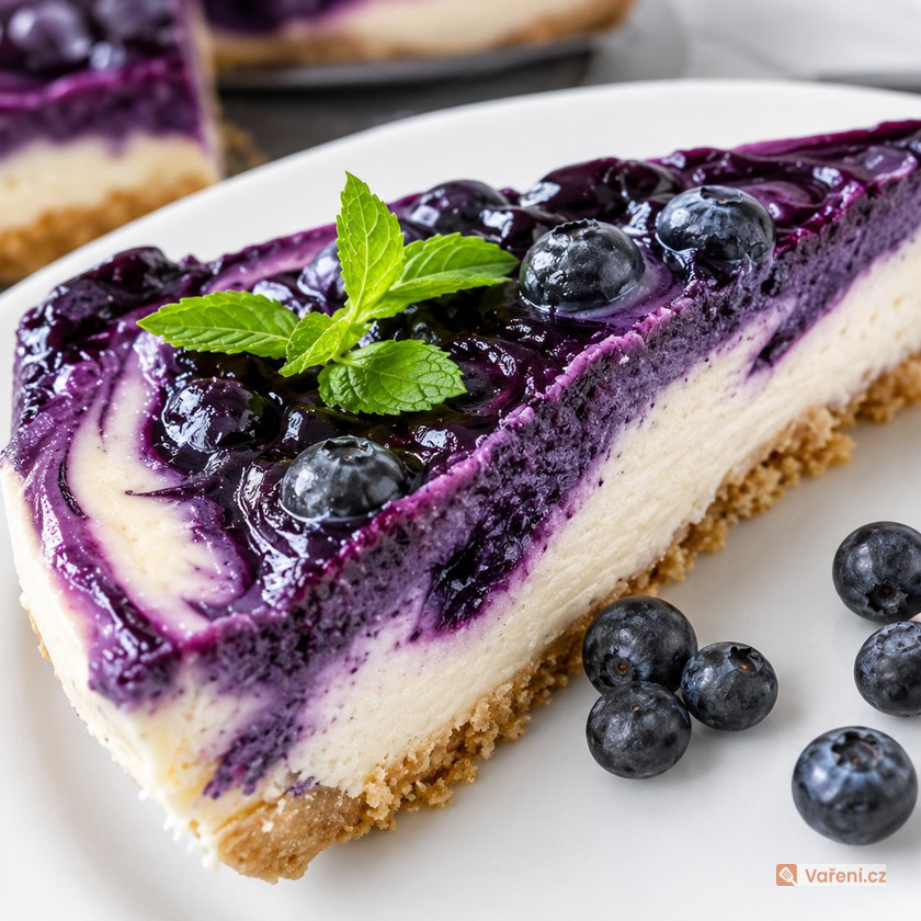 Upečte si snadný cheesecake. Potřebovat budete mascarpone, sušenky a borůvky