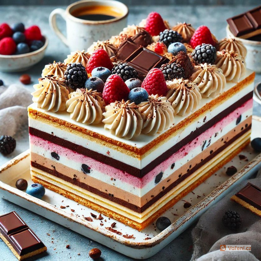 Milenčiny sušenkové řezy se šlehačkou a ovocem