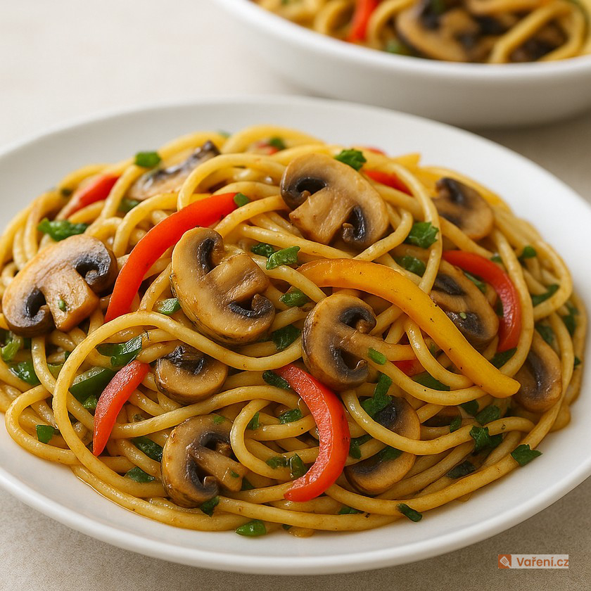 Zeleninové špagety s houbami