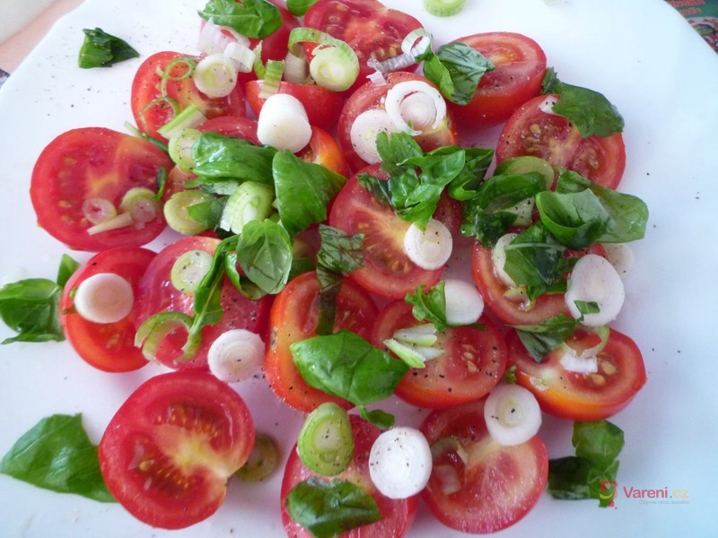 Rajčata s mozzarellou a bazalkou - fotografie 2