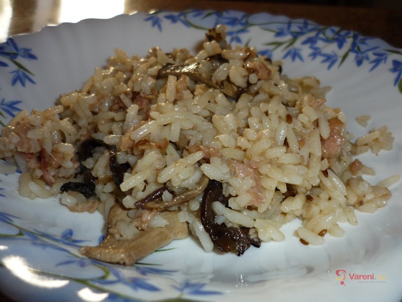 Houbové rizoto s vepřovou konzervou - fotografie 2