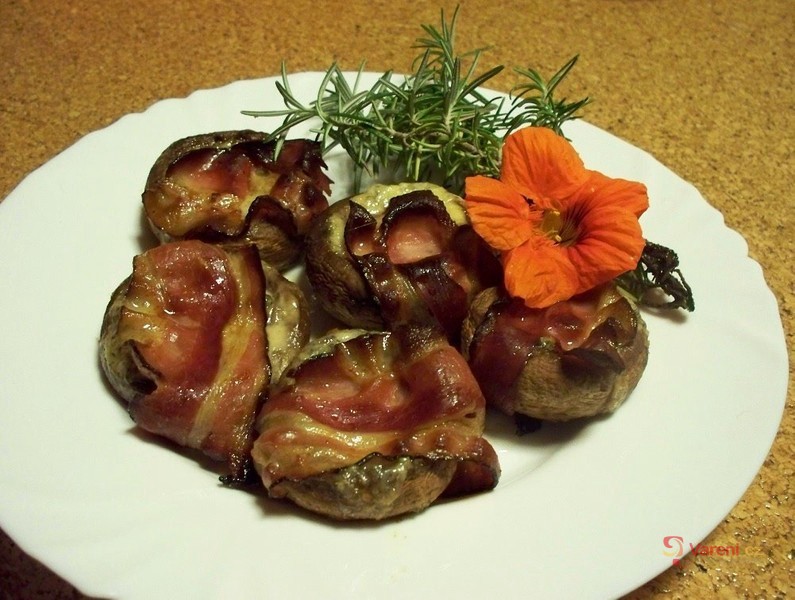 Žampiony plněné nivou - fotografie 4