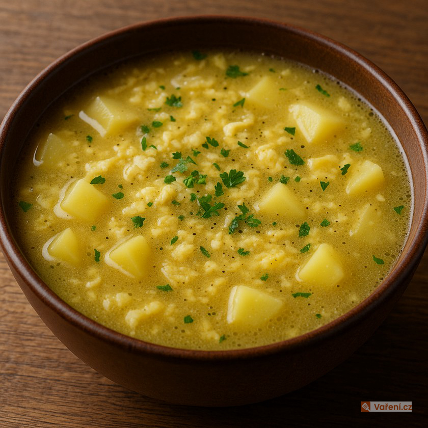 Fofrová polévka s bramborem a vejcem