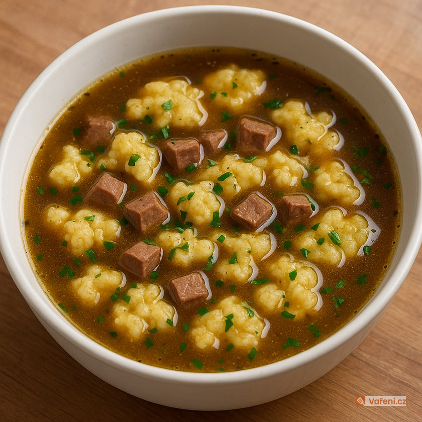 Hovězí polévka se sýrovým kapáním