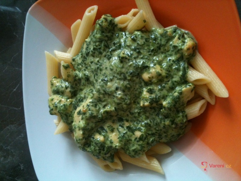 Špenátová omáčka se smetanou a kuřecím masem - fotografie 2