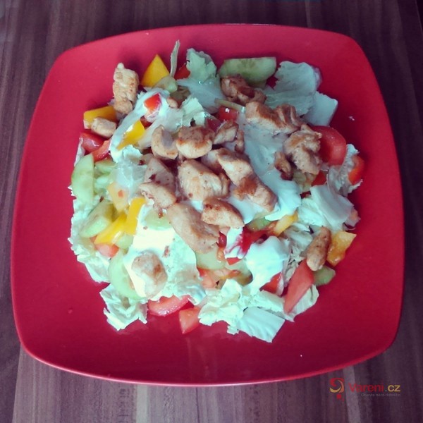 Zeleninový salát s kuřecím masem a zákyskou - fotografie 3