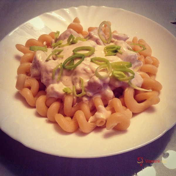 Těstoviny se smetanovo-sýrovou omáčkou a kuřecím masem - fotografie 3