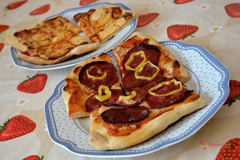Domácí salámová a sýrová pizza - fotografie 2