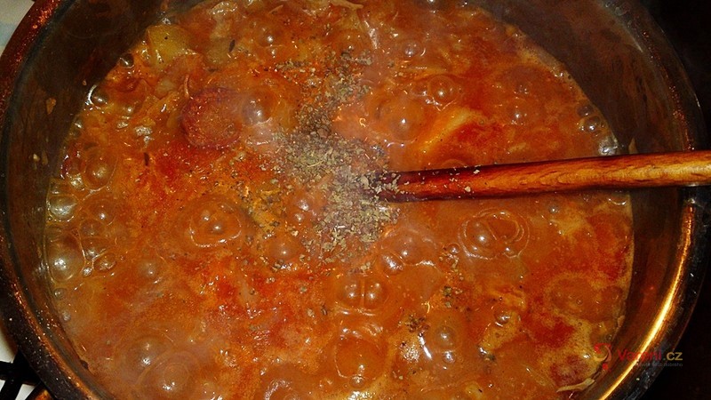 Pikantní kapustová omáčka s ostrou čabajskou klobásou - fotografie 4