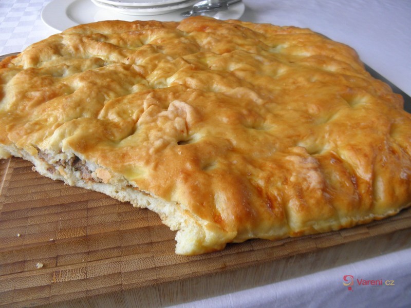 Slaný kynutý koláč s masem - fotografie 2