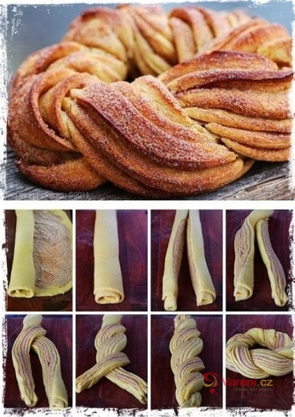 Estonský kringel - skořicový věnec - fotografie 2