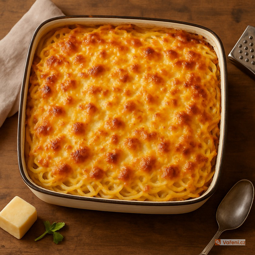 Zapékané špagety se sýrem