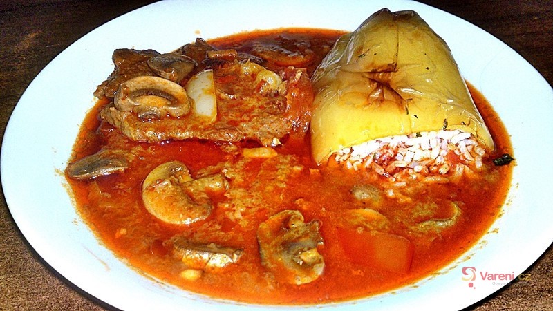 Roštěnka na uzené paprice se žampiony - fotografie 2