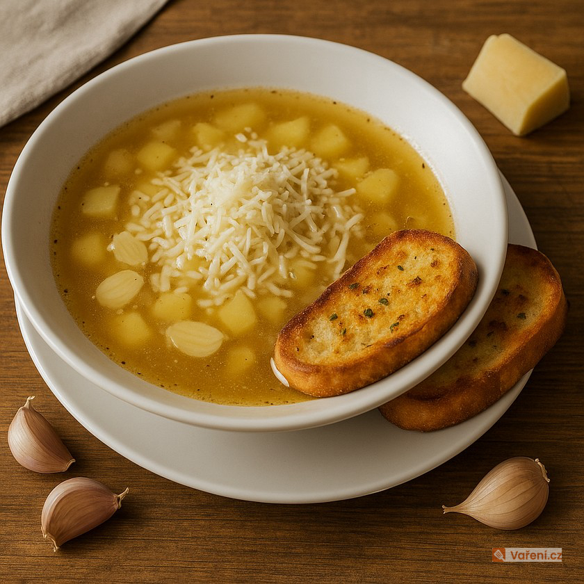 Chutná česnečka s bramborami a se sýrem