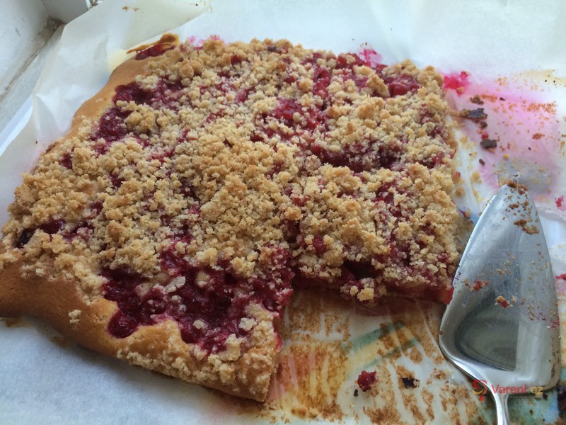 Litý koláč s drobenkou a rybízem - fotografie 2