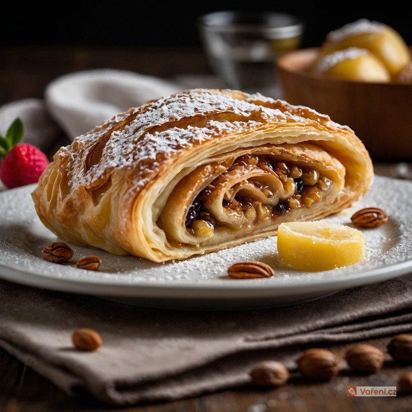 Štrúdl z tvarohového těsta