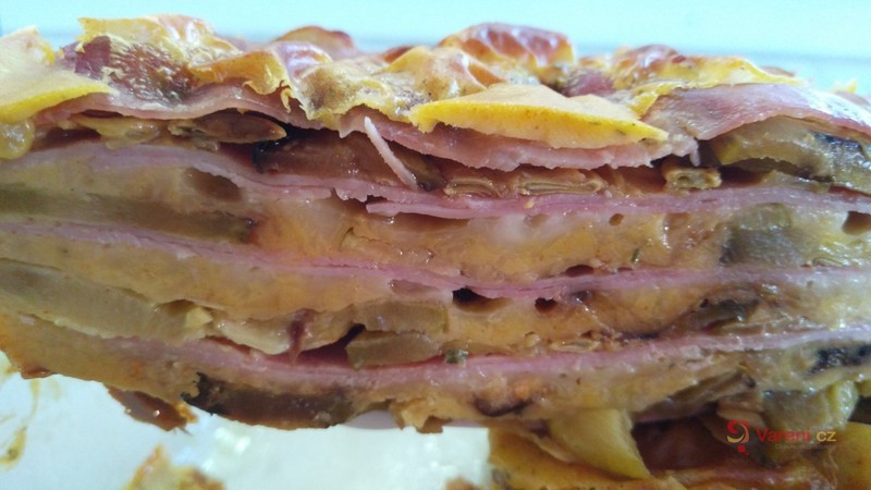 Cuketové lasagne se sýrem a šunkou - fotografie 3