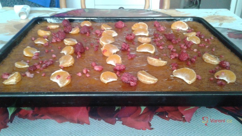 Piškotová buchta s ovocem a želé - fotografie 3