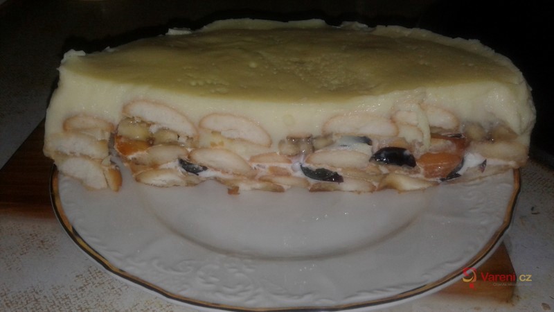 Studený piškotový dort s ovocem - fotografie 4