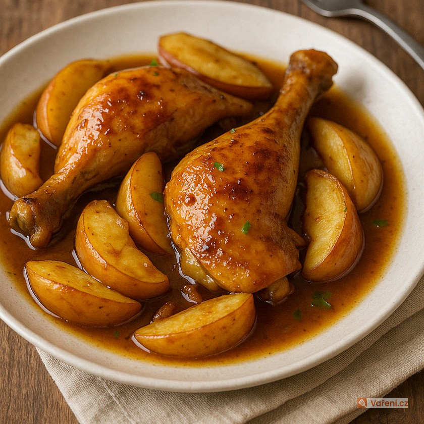 Kuřecí stehna s jablky a medem