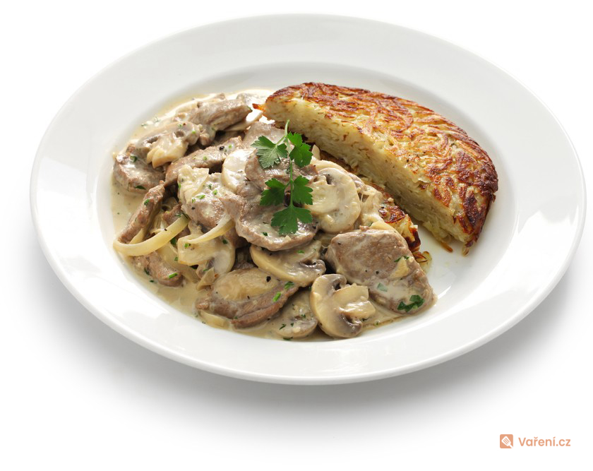 Žampionová omáčka s hovězím masem