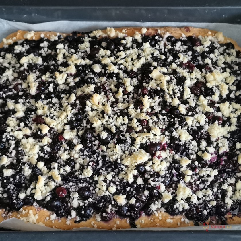 Kynutý borůvkový koláč s drobenkou - fotografie 2