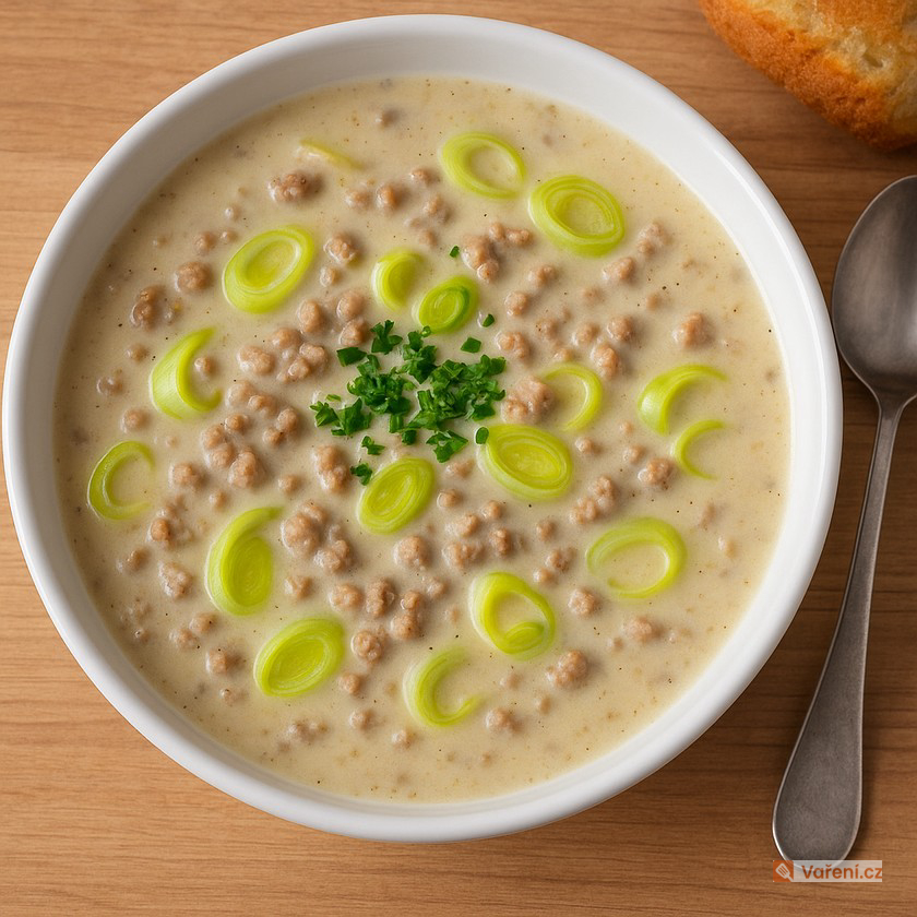 Pórková polévka s mletým masem
