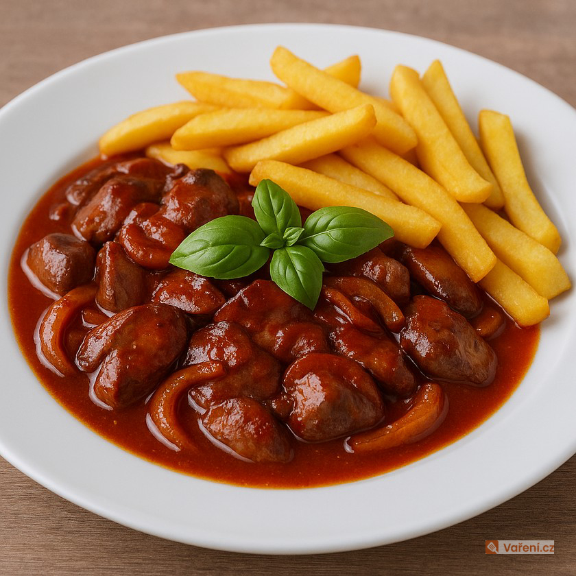 Pikantní kuřecí játra s cibulí