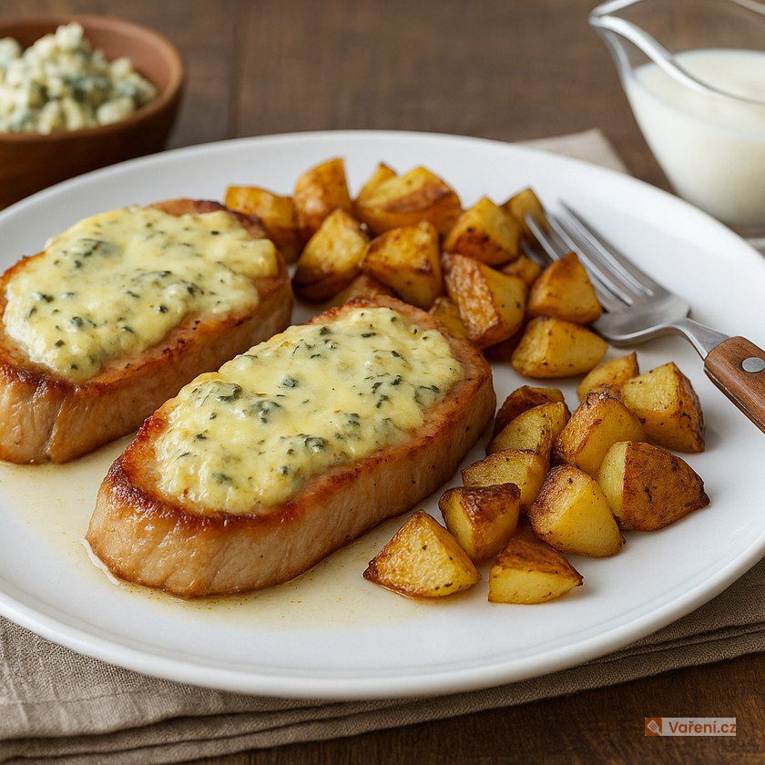 Zapečené vepřové plátky s nivou