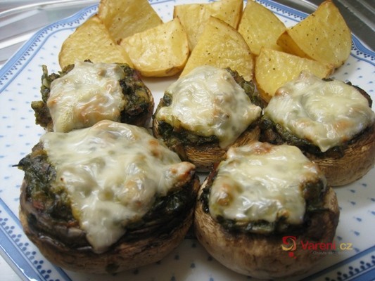 Žampiony plněné špenátem - fotografie 2