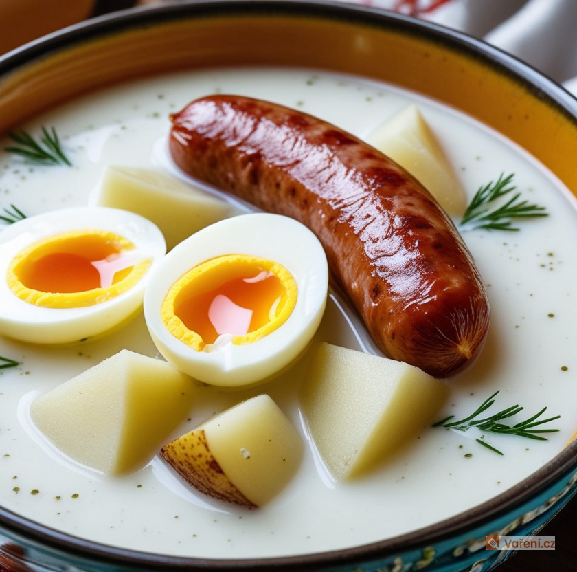 Bramborová omáčka s klobáskou