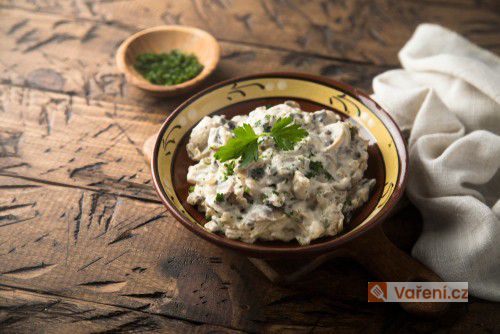 Hermelínová pomazánka se žampiony