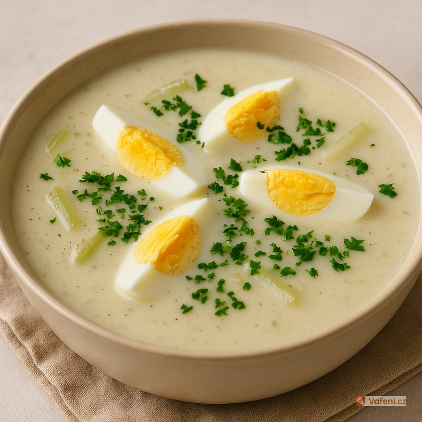 Celerová polévka s vejcem