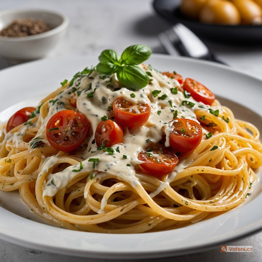 Špagety v sýrové omáčce