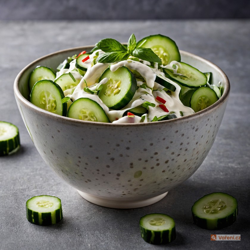 Sladkokyselý okurkový salát se smetanou