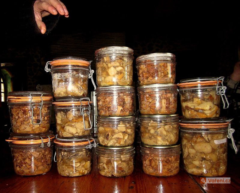 Nakládané houby se zeleninou a kečupem