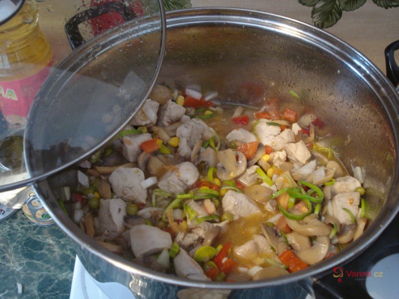 Sýrová omáčka s kuřecím a zeleninou - fotografie 5