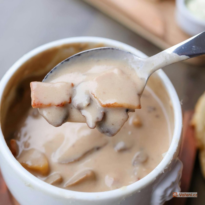 Houbová polévka s taveným sýrem