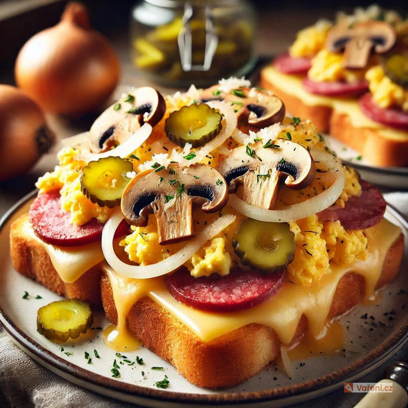 Moravské toasty se žampiony a salámem