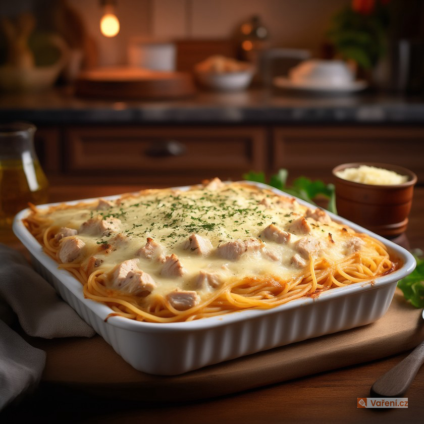 Zapékané špagety s kuřecím masem