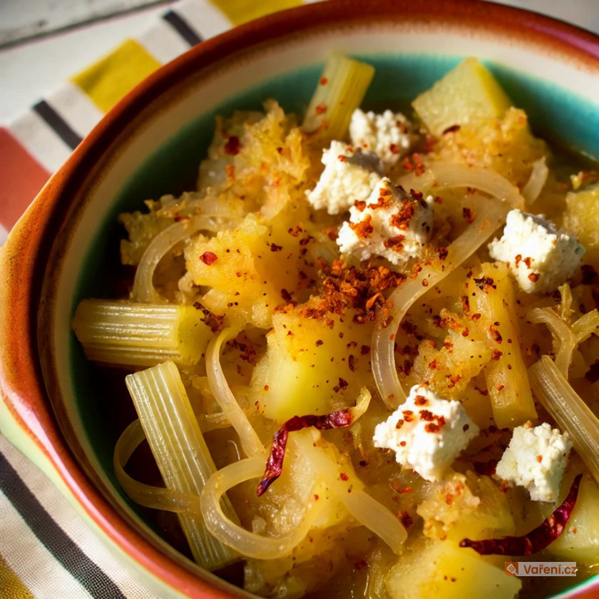 Pikantní celerové brambory s brynzou a chilli 