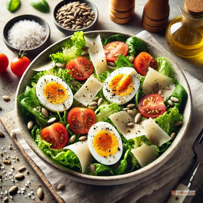 Salát z polníčku s vejcem a parmazánem