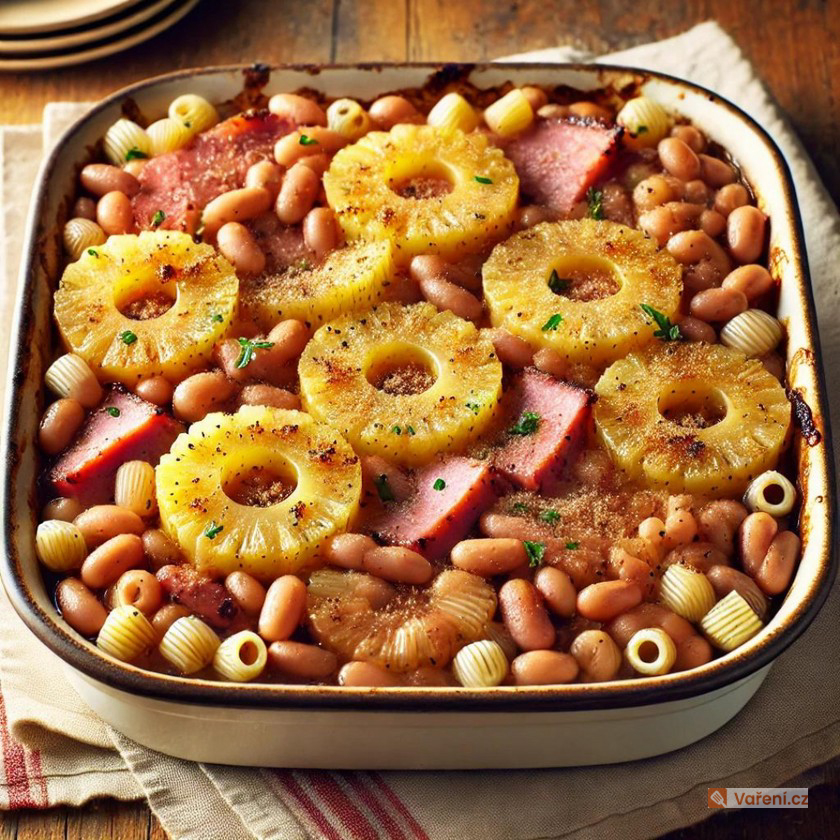 Hawajská pánvička se šunkou a fazolemi