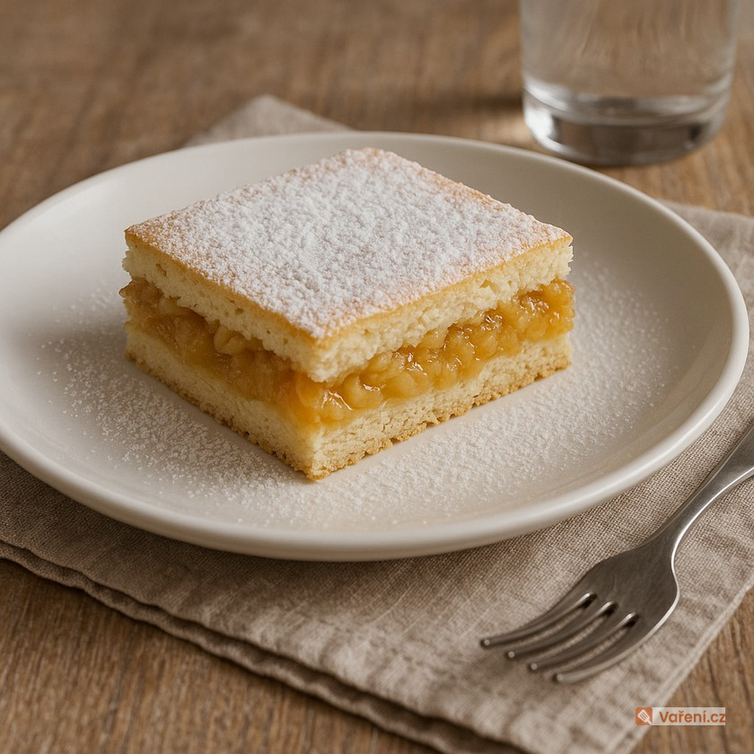 Bezlepkový koláč s jablky a pudinkem