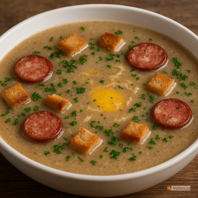 Chlebová polévka s klobásou