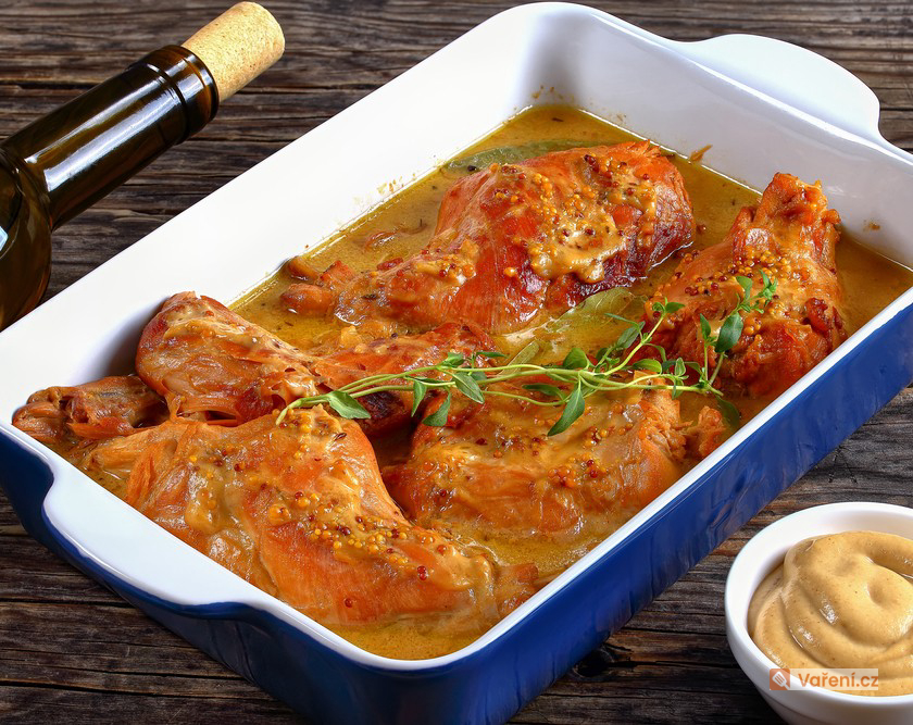 Králík pečený na hořčici