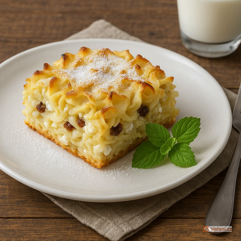 Zapékané těstoviny s tvarohem na sladko