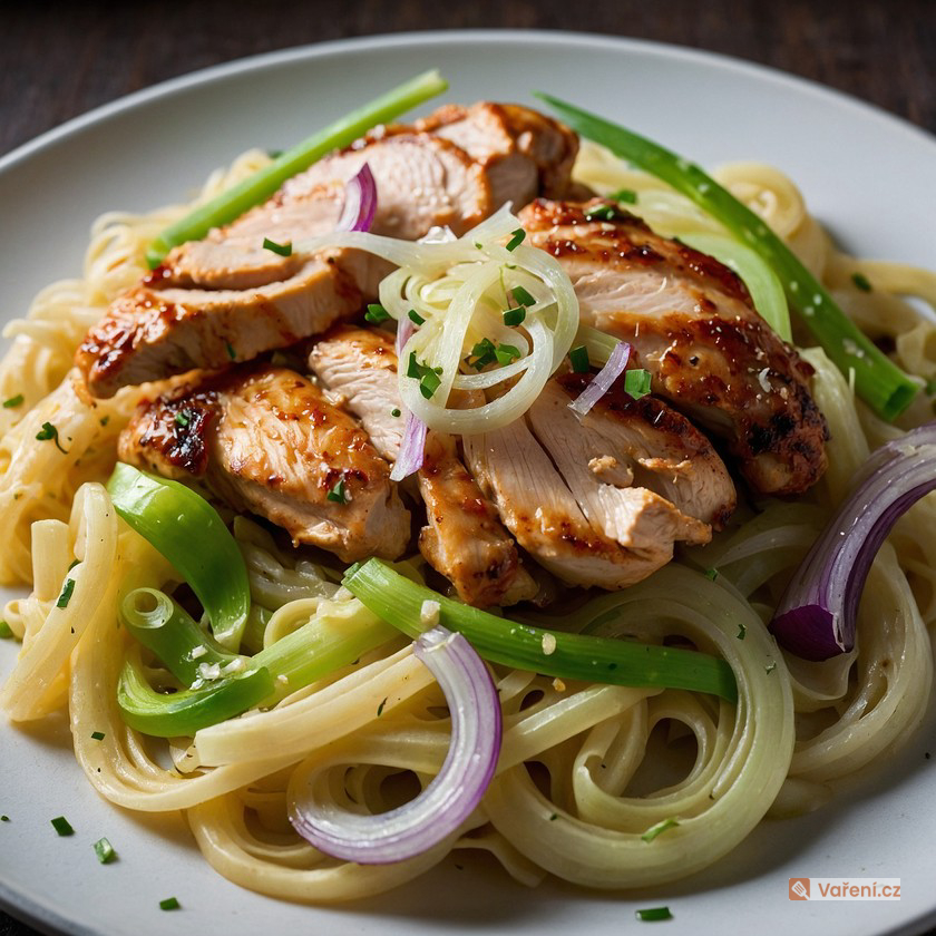 Kuřecí nudličky s pórkem a smetanou