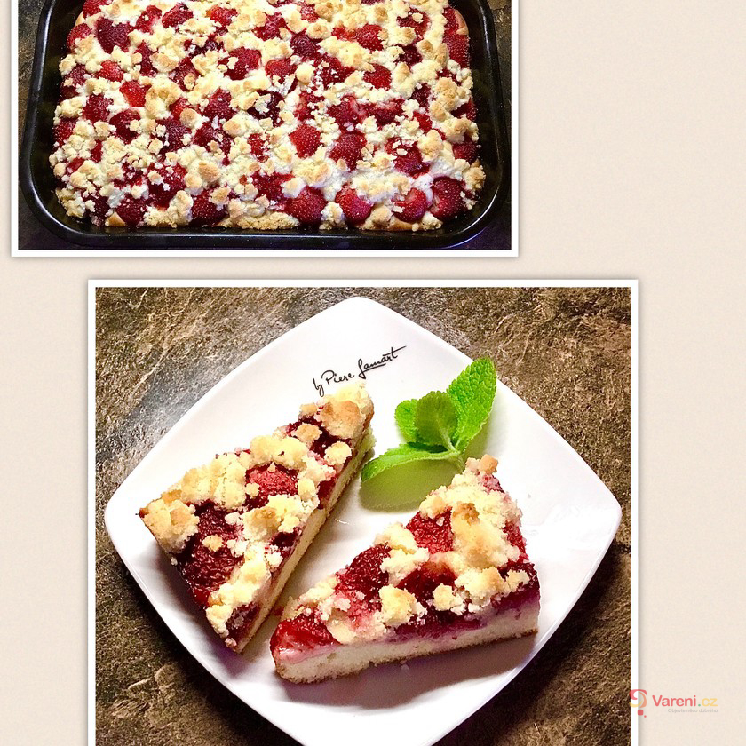 Jahodový koláč s drobenkou - fotografie 2